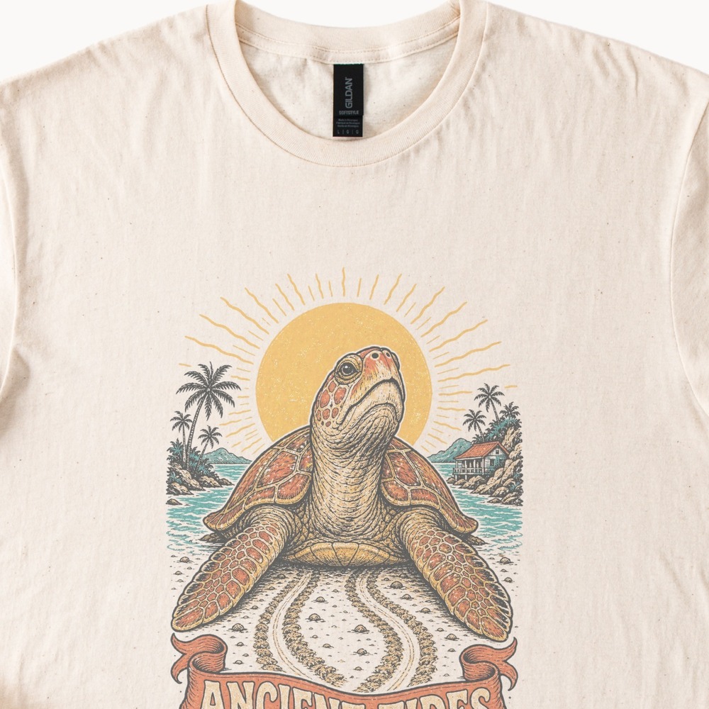 Ancient Tides Turtle Shell Pattern Boho Tee - Picture 2 of 5